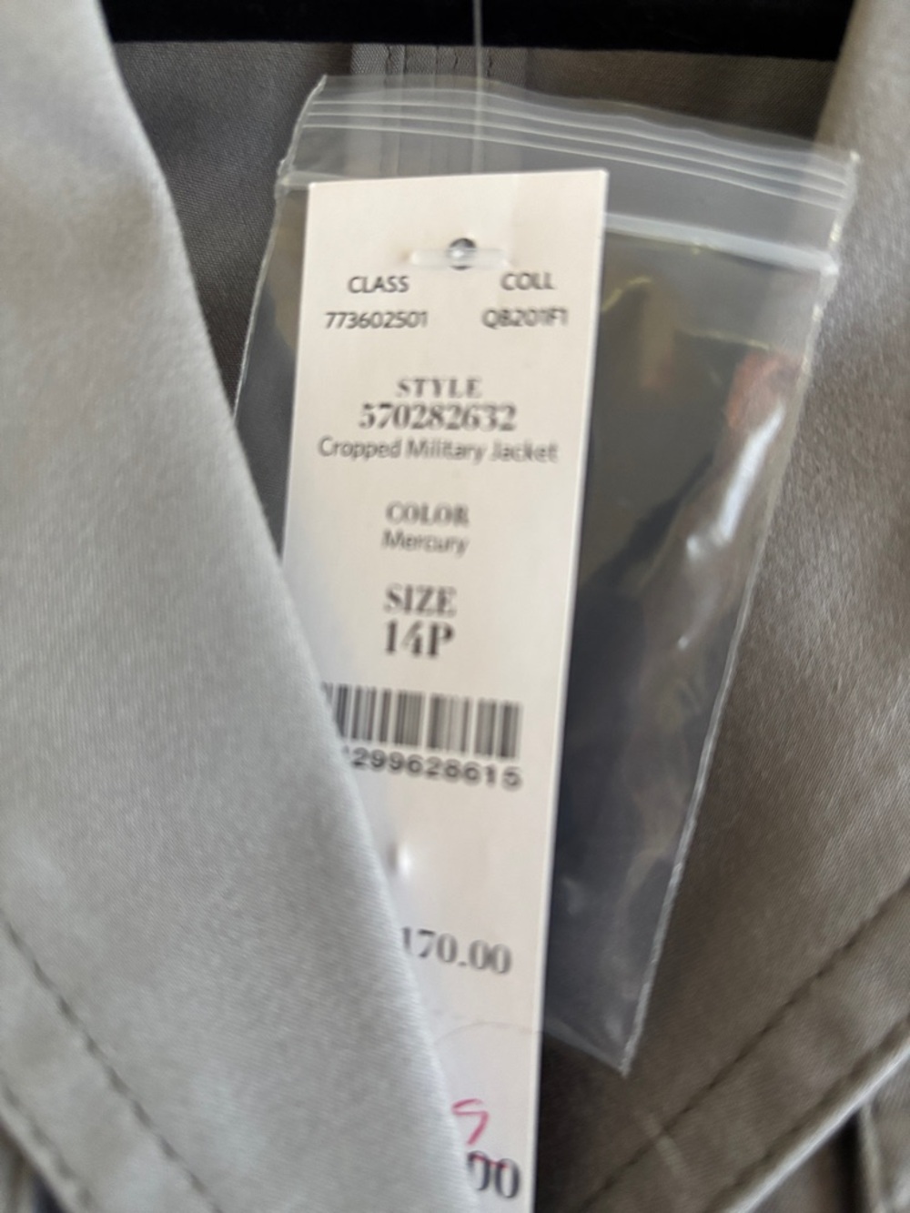 White House Black Market Cropped Military Jacket Mercury 14P NWT - Picture 5 of 5